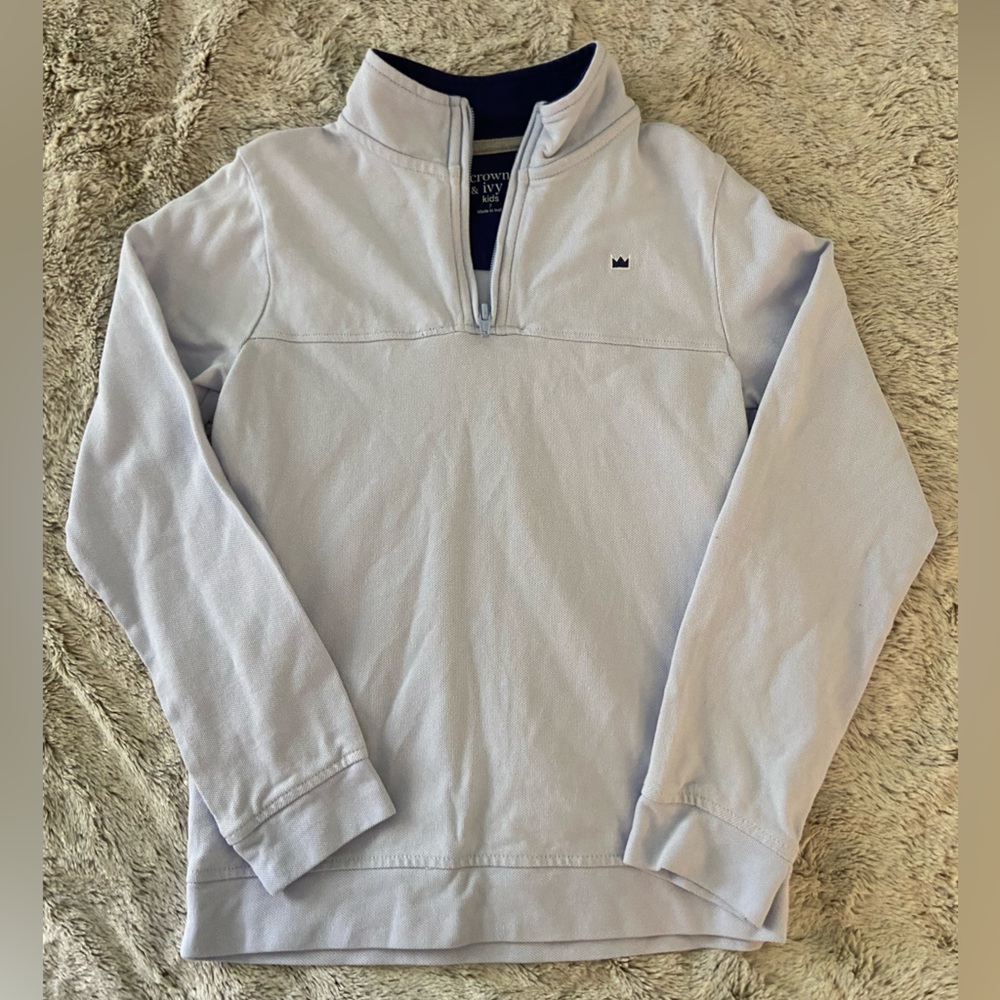 Boys Crown & Ivy Light Blue Quarter Zip Pullover - 7